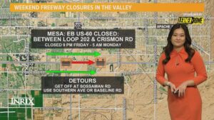 Phoenix road closures and detours for Jan. 5 weekend